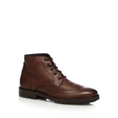 Brown leather brogue chukka boots